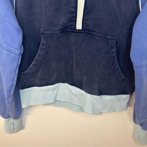 Offline by Aerie Half Zip Hoodie, Size XS, Retro Blue and White Sweatshirt - Picture 3 of 9